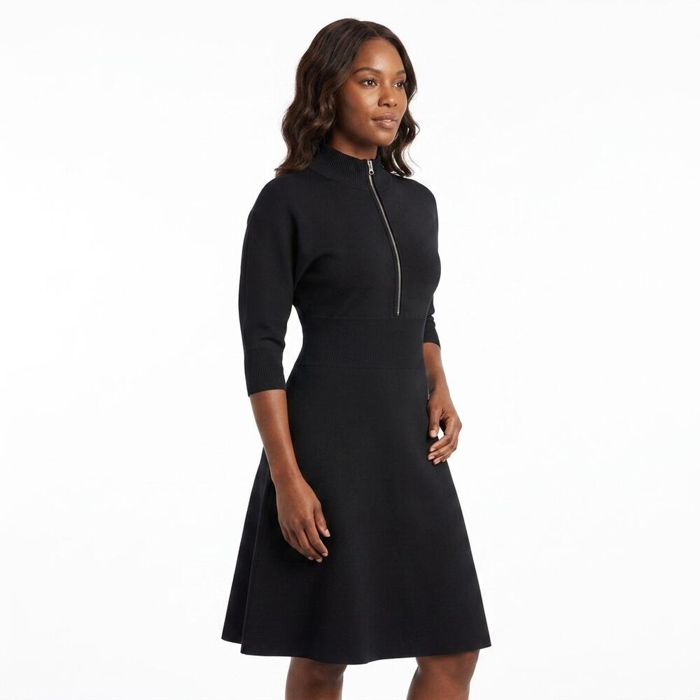 Ellie Makir Polyester Blend Black Sweater Dress Knee Length Women Size XS